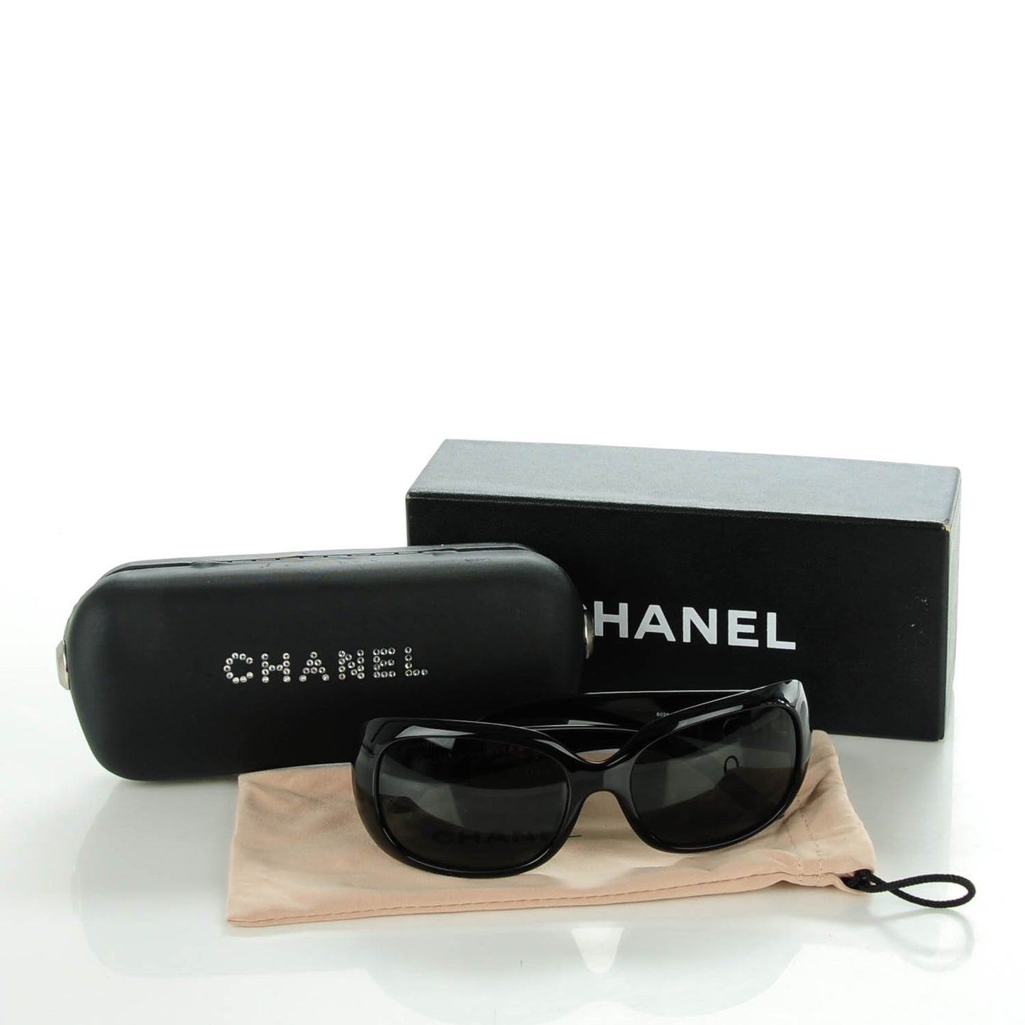 Crystal CC Logo Sunglasses 6026-B Black