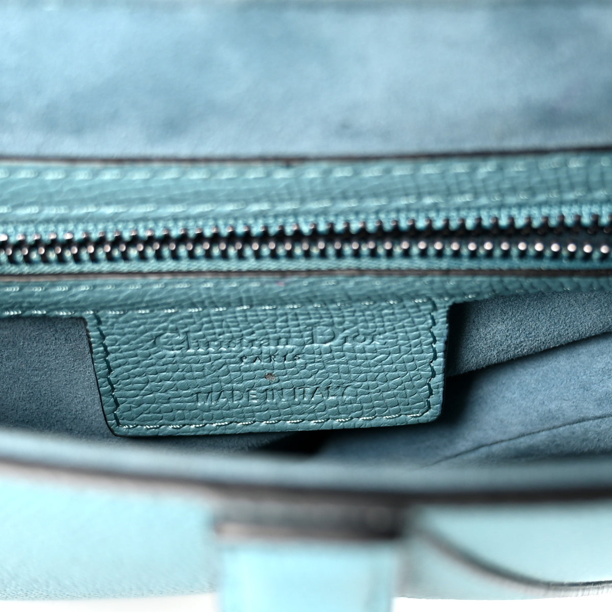 Christian Dior Grained Calfskin Saddle Bag Azure Blue 6 of 10