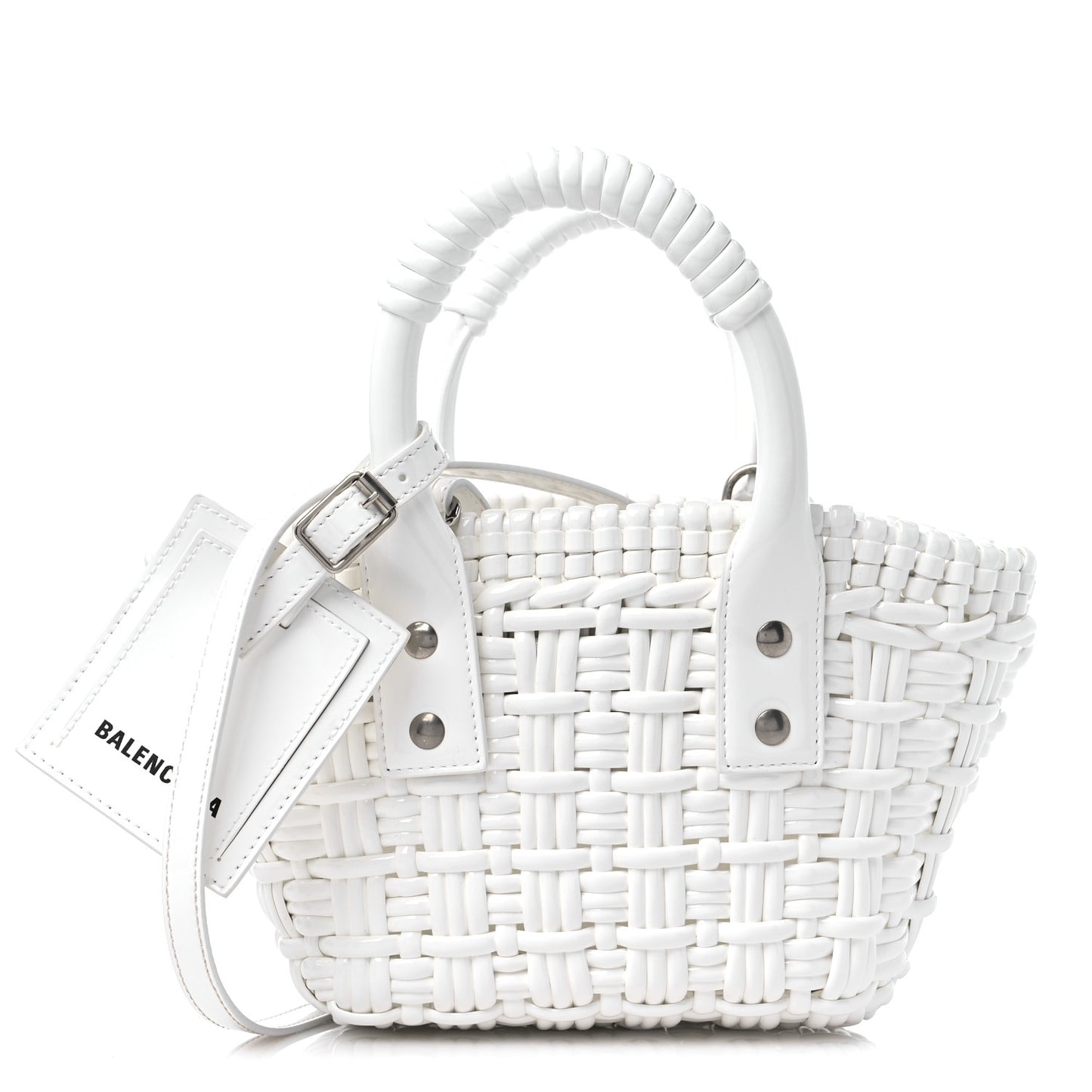 Faux Calfskin Braided Varnished XXS Bistro Basket White