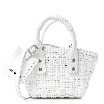 Balenciaga Faux Calfskin Braided Varnished XXS Bistro Basket White 1 of 9