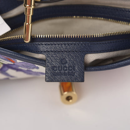 Gucci Canvas Flora Medium Jackie Hobo Blue Agata 5 of 9