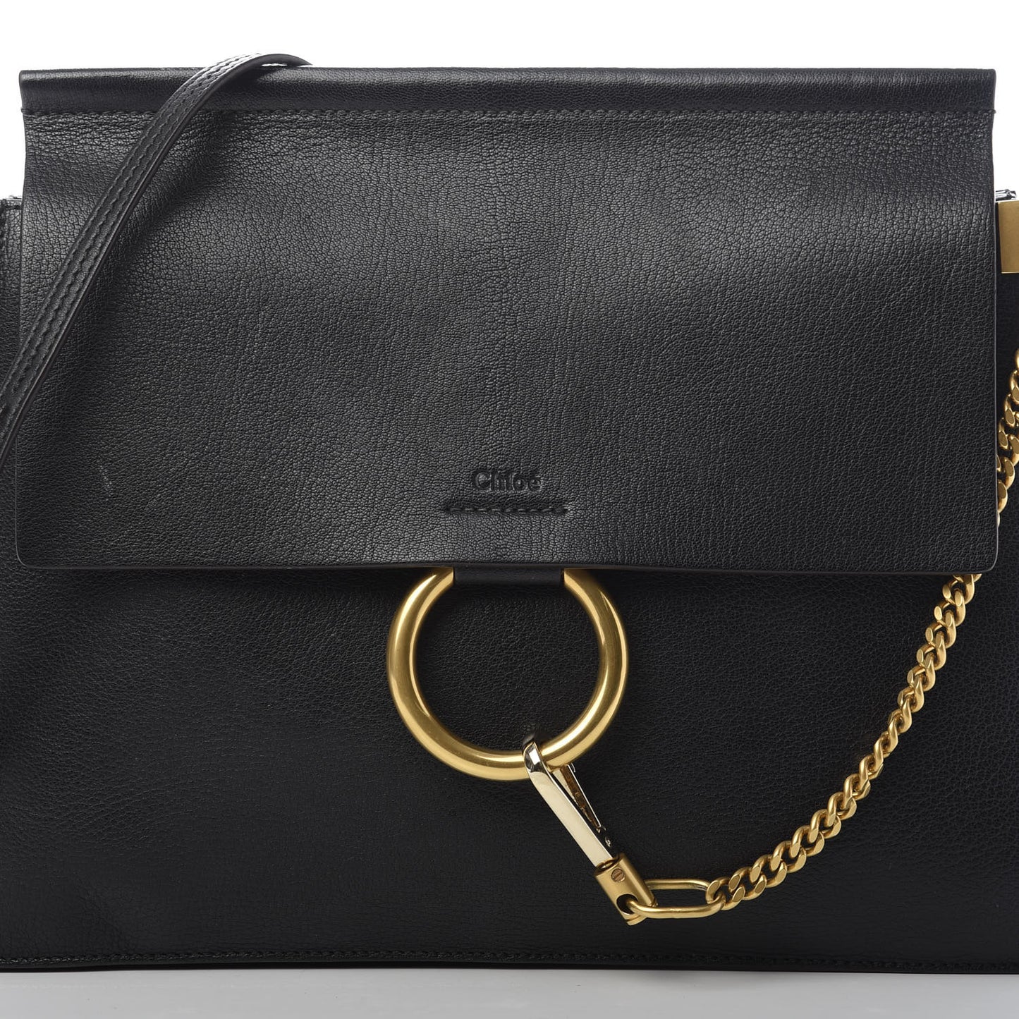 Calfskin Medium Faye Shoulder Bag Black