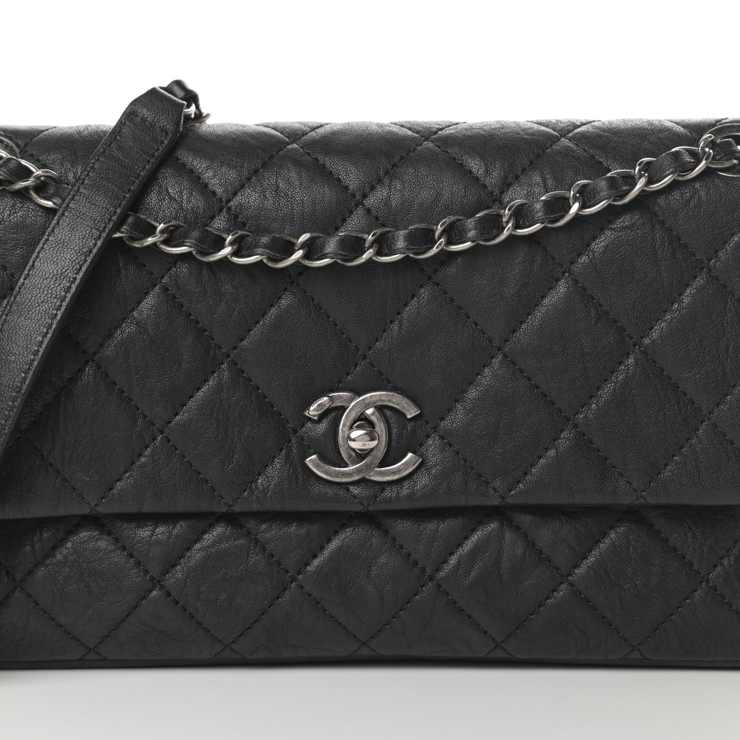 Chanel Crumpled Lambskin Quilted Medium Single Flap Black 8 of 13