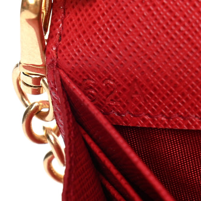 Prada Saffiano Metal Oro Chain Wallet Fuoco 6 of 8