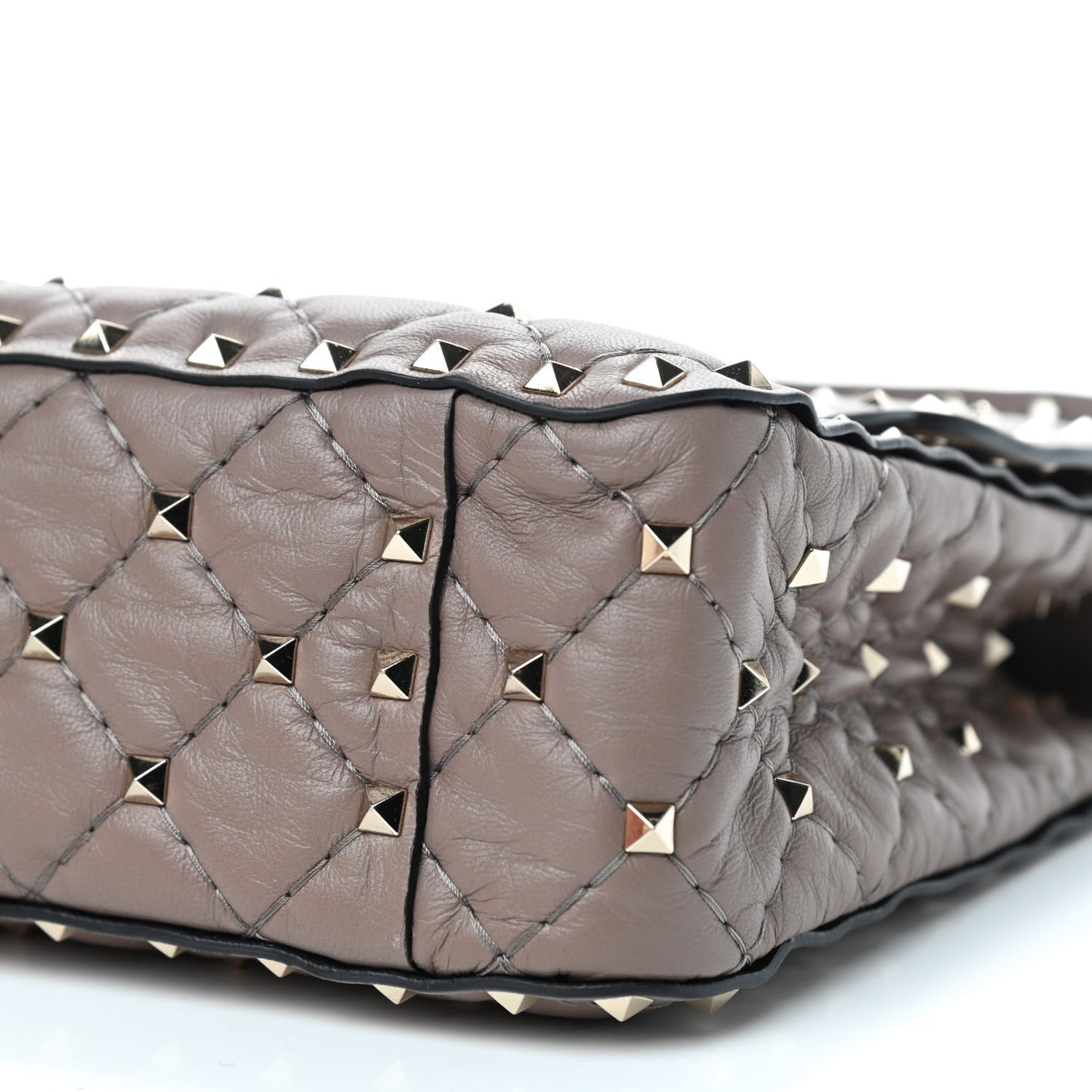 Nappa Medium Rockstud Spike Shoulder Bag Clay
