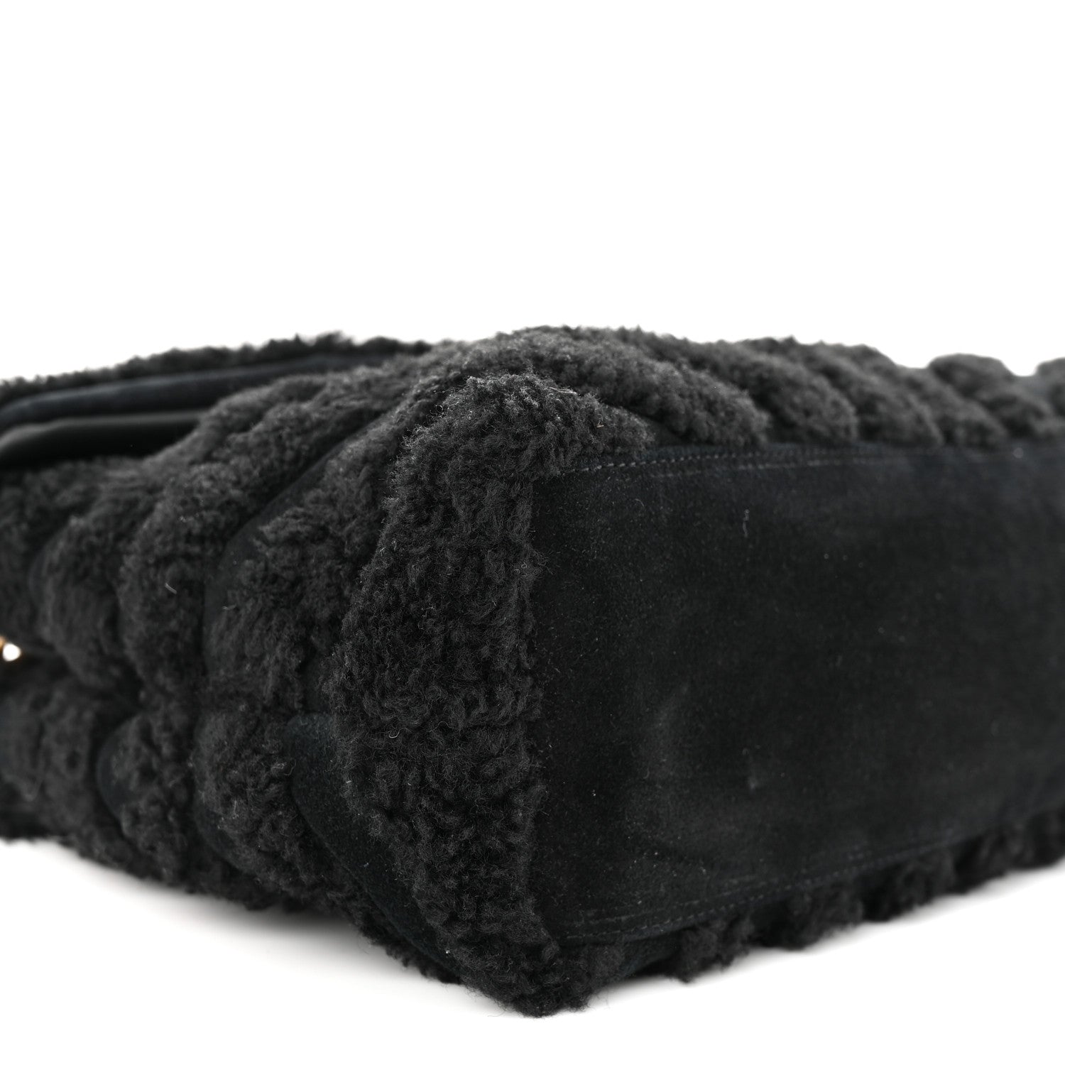 Saint Laurent Shearling Y Quilted Monogram Medium Loulou Chain Satchel Black 9 of 10