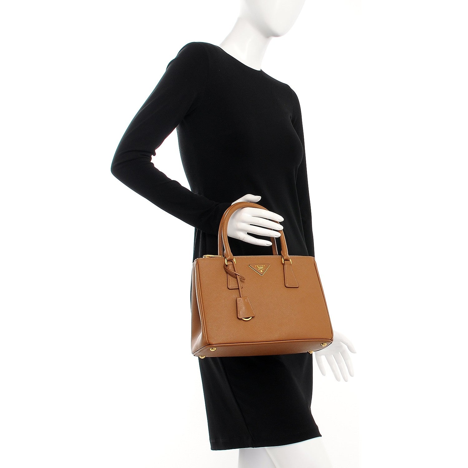 Prada Saffiano Small Galleria Double Zip Tote Caramel 3 of 8