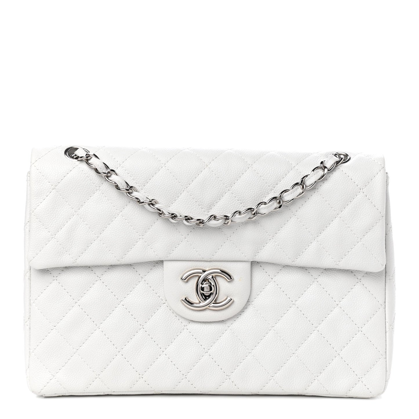 Caviar Quilted Maxi Single Flap White