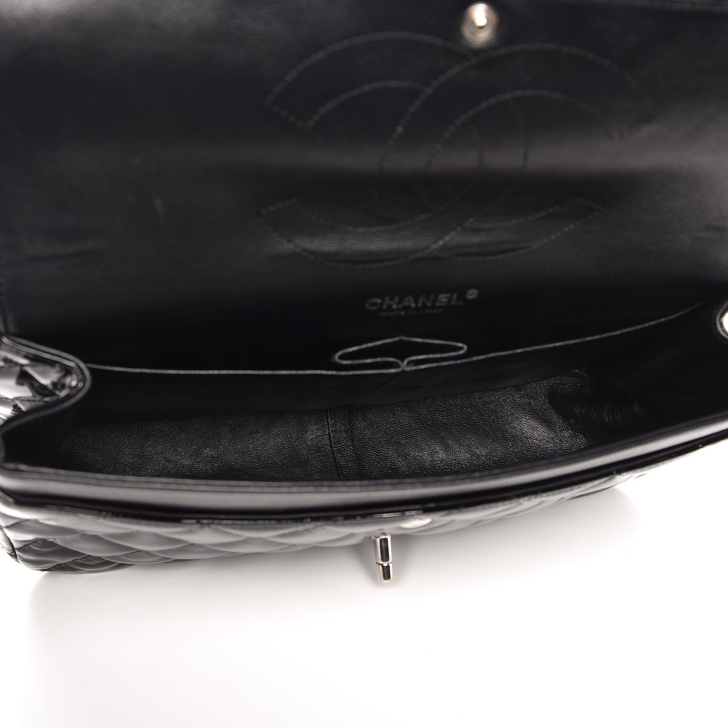 Patent Quilted Jumbo Double Flap Black