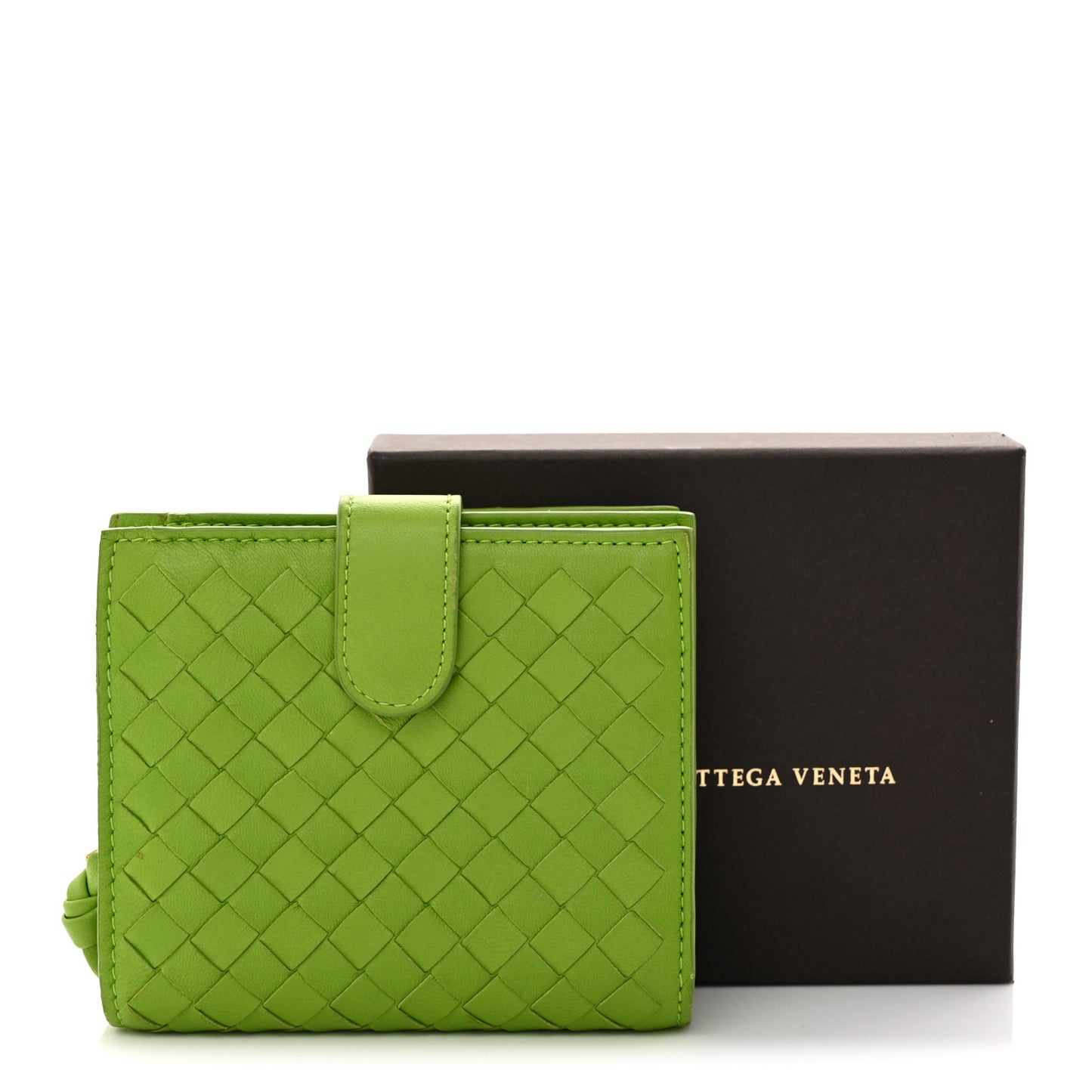 Nappa Intrecciato Bifold Zip Wallet Mela