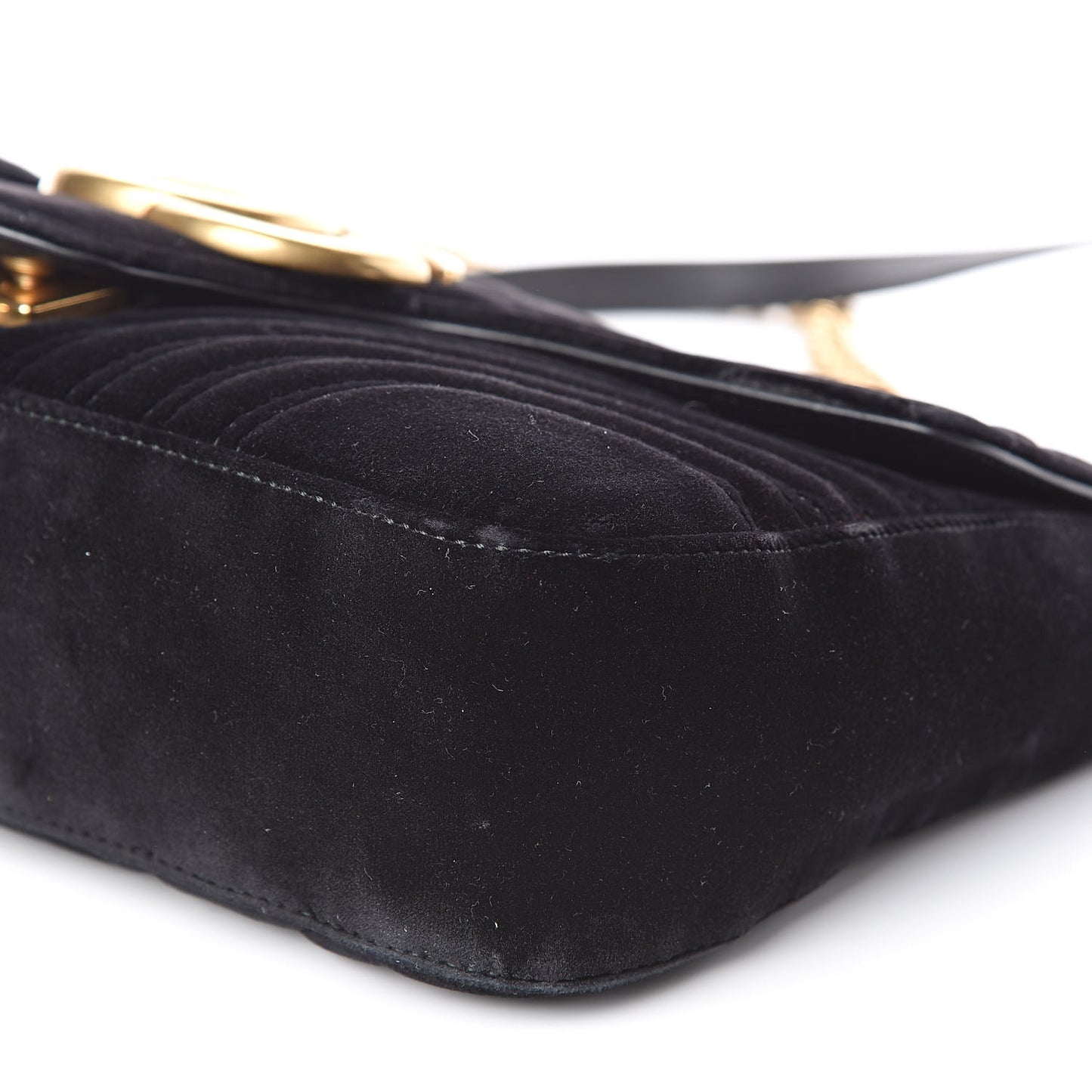 Velvet Matelasse Medium GG Marmont Shoulder Bag Black