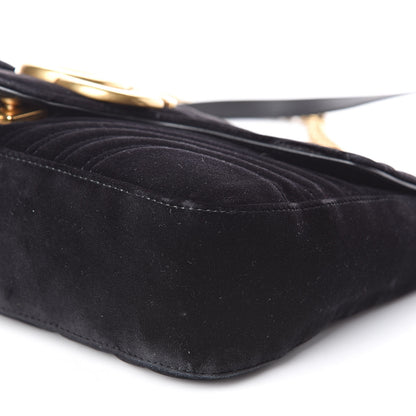 Gucci Velvet Matelasse Medium GG Marmont Shoulder Bag Black 9 of 14