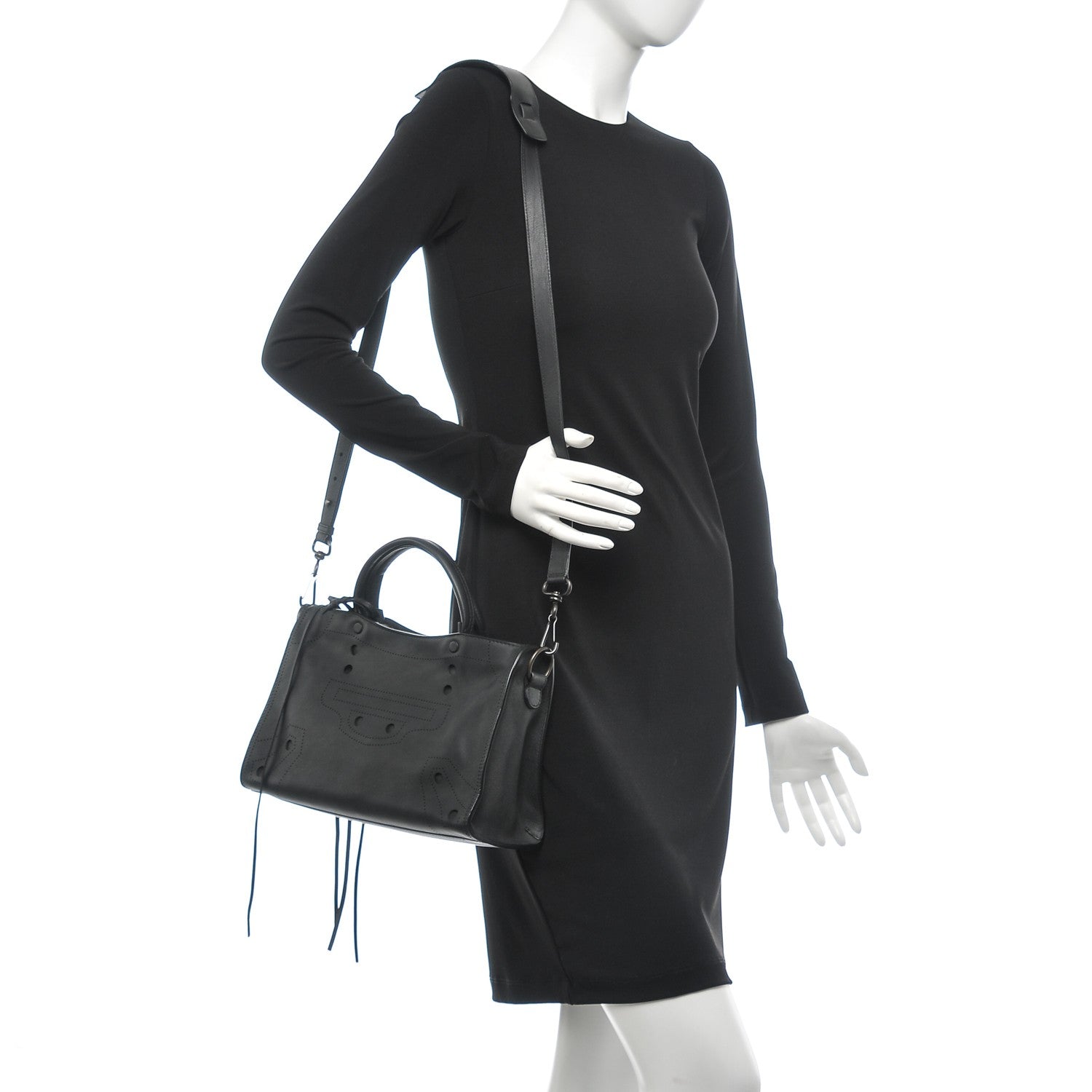 Balenciaga Veau Soyeux Perforated Blackout Hardware S City Black 2 of 7
