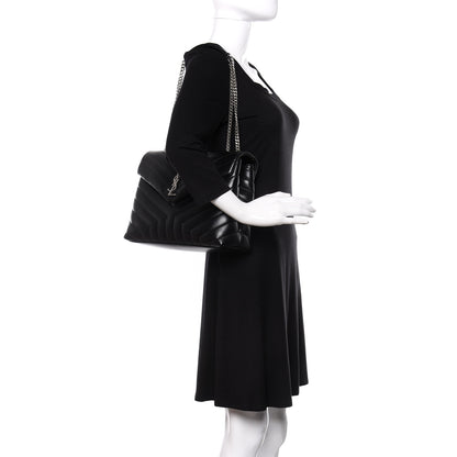 Saint Laurent Calfskin Y Quilted Monogram Medium Loulou Chain Satchel Black 2 of 9
