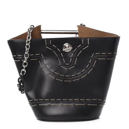 Balenciaga Calfskin Pickstitch Mini Top Handle Bucket Bag Black 1 of 10