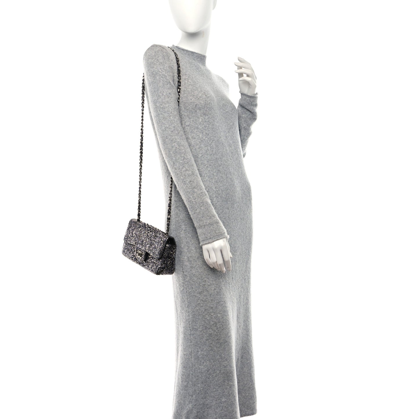 Metallic Snakeskin Mini Rectangular Flap Silver Black