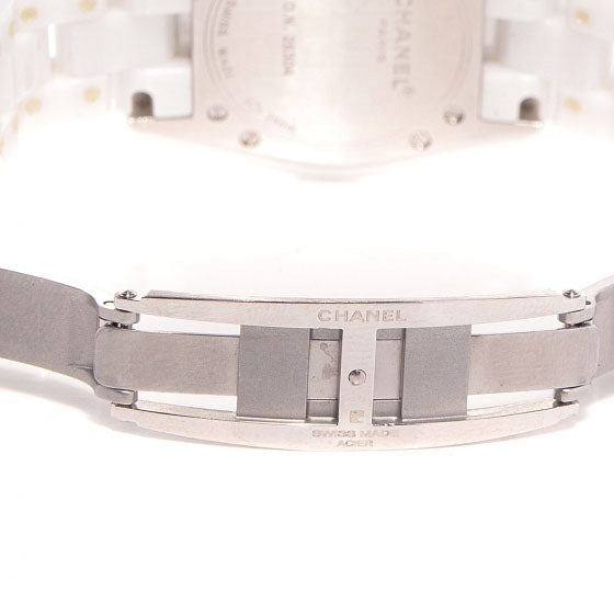 Chanel Stainless Steel Ceramic Diamond 33mm J12 Quartz Watch White 6 of 7