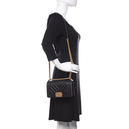 Chanel Lambskin Chevron Quilted Small Boy Flap Black 2 of 13