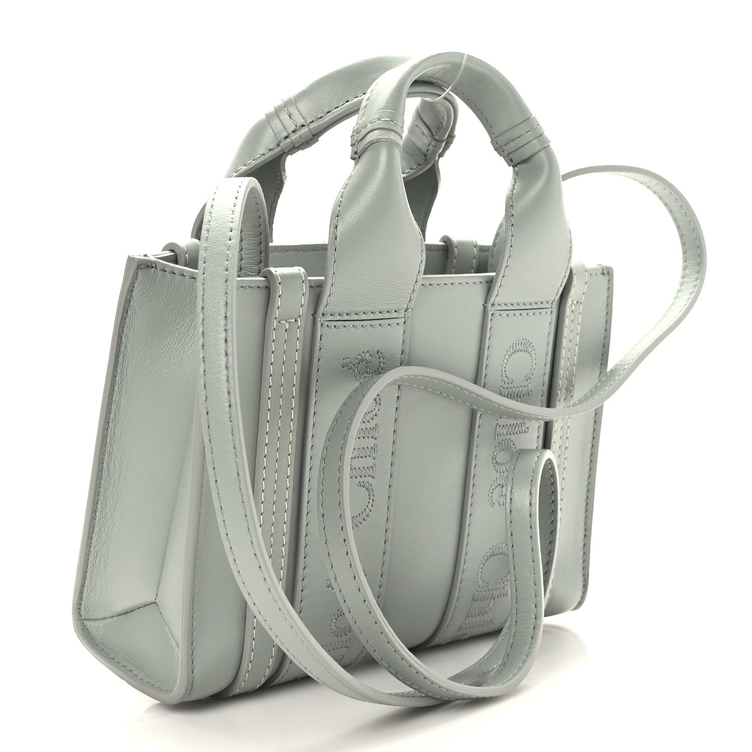 Chloe Calfskin Mini Woody Ribbon Tote Bay Green 3 of 9