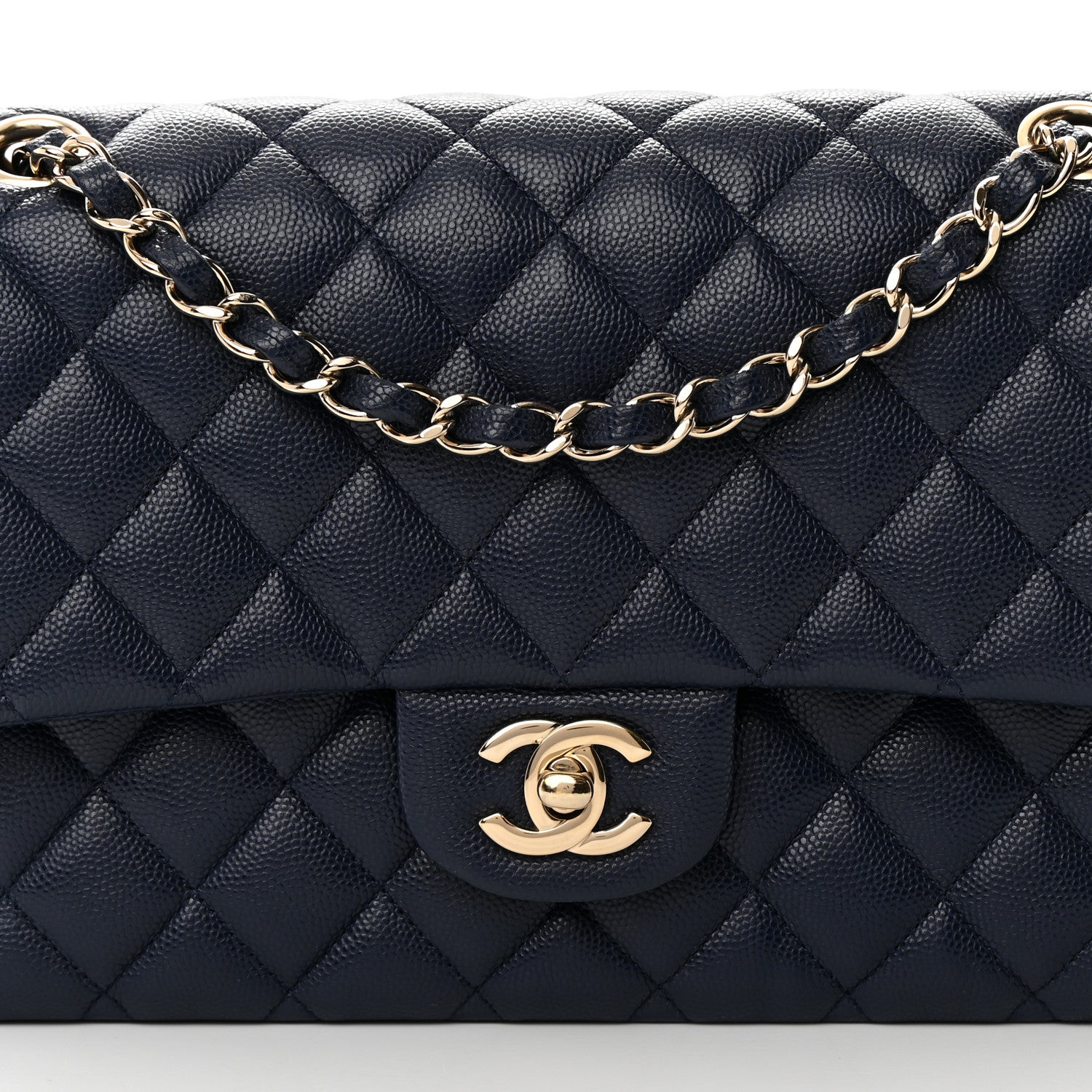 Chanel Caviar Quilted Medium Double Flap Navy 8 of 15