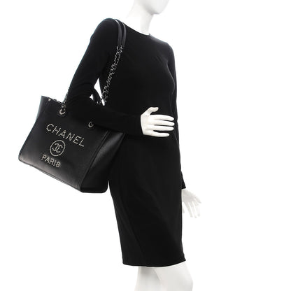 Chanel Caviar Small Studded Deauville Tote Black 2 of 7