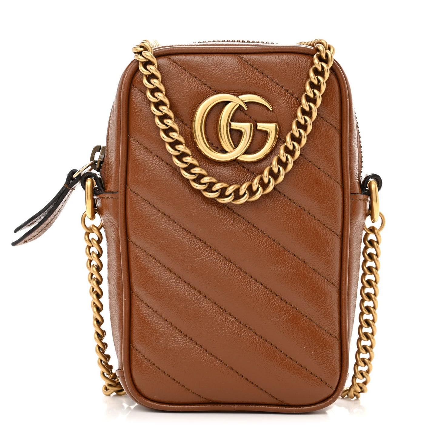 Azalea Calfskin Matelasse Diagonal Mini GG Marmont Crossbody Bag Cuir