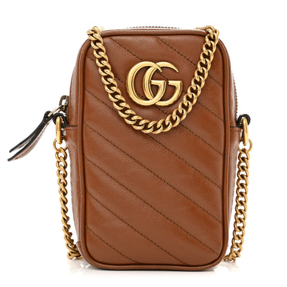 Gucci Azalea Calfskin Matelasse Diagonal Mini GG Marmont Crossbody Bag Cuir 1 of 10