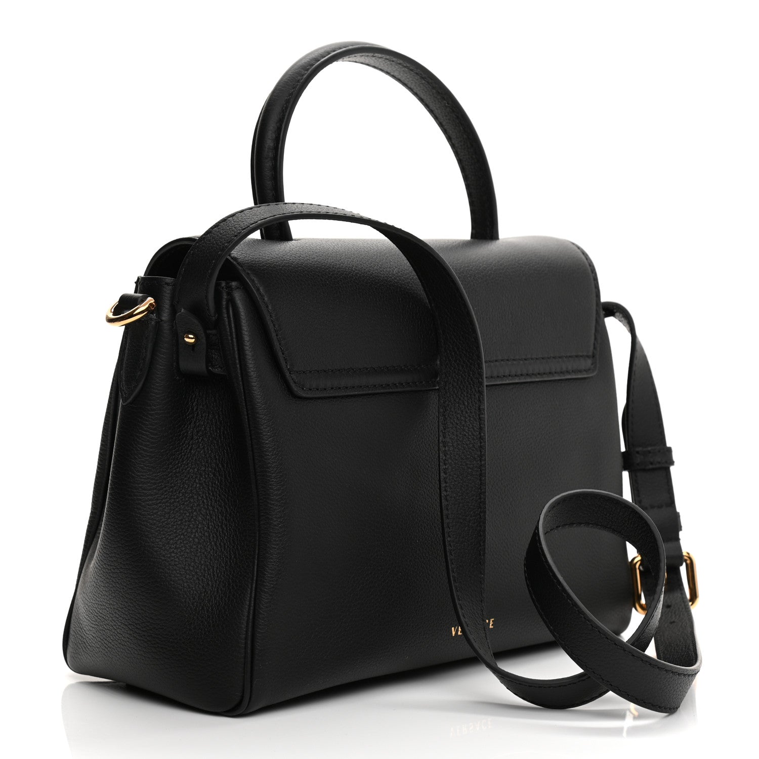 Versace Calfskin Medium La Medusa Top Handle Handbag Black 4 of 21