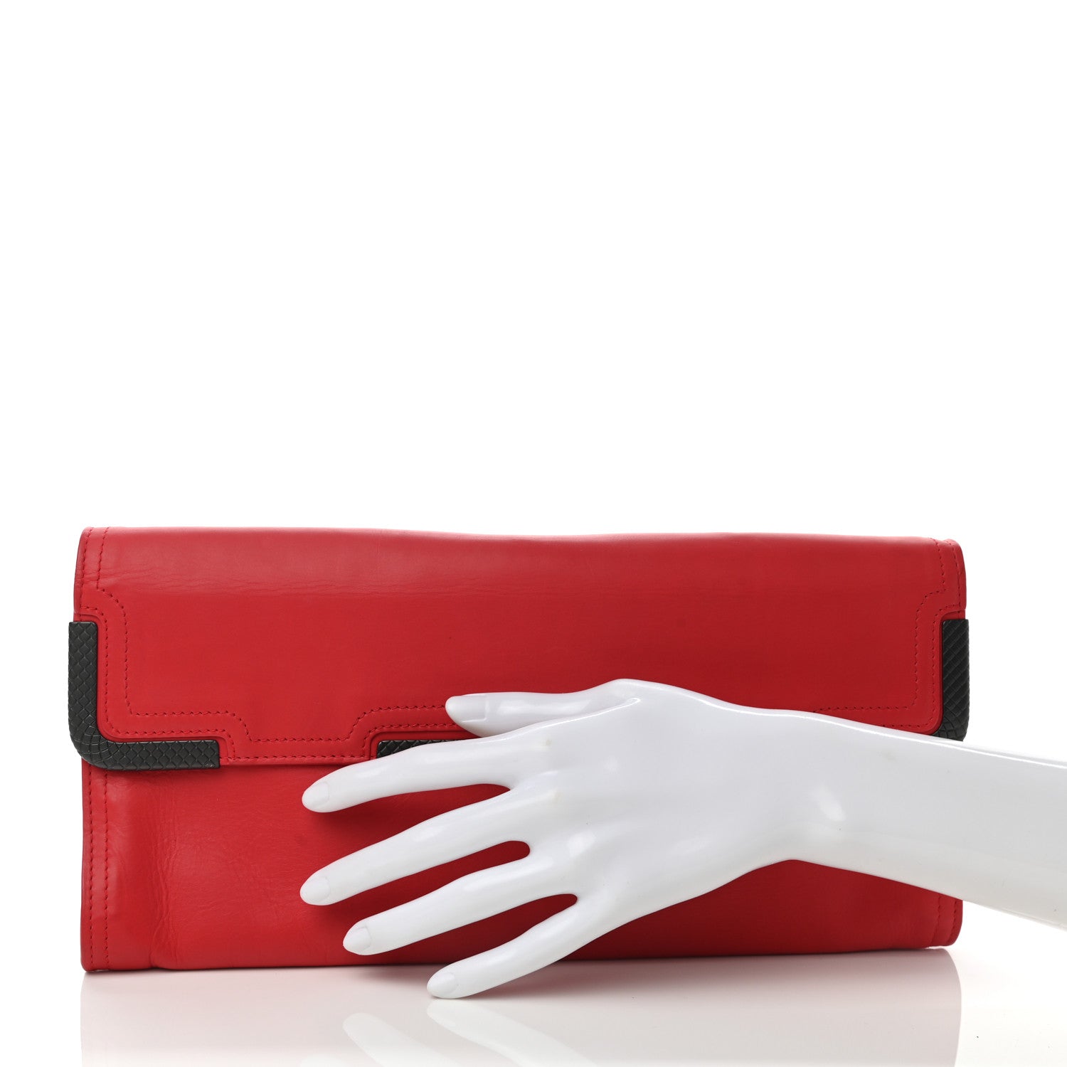Bottega Veneta Nappa Fold Over Clutch Wallet Red 2 of 7