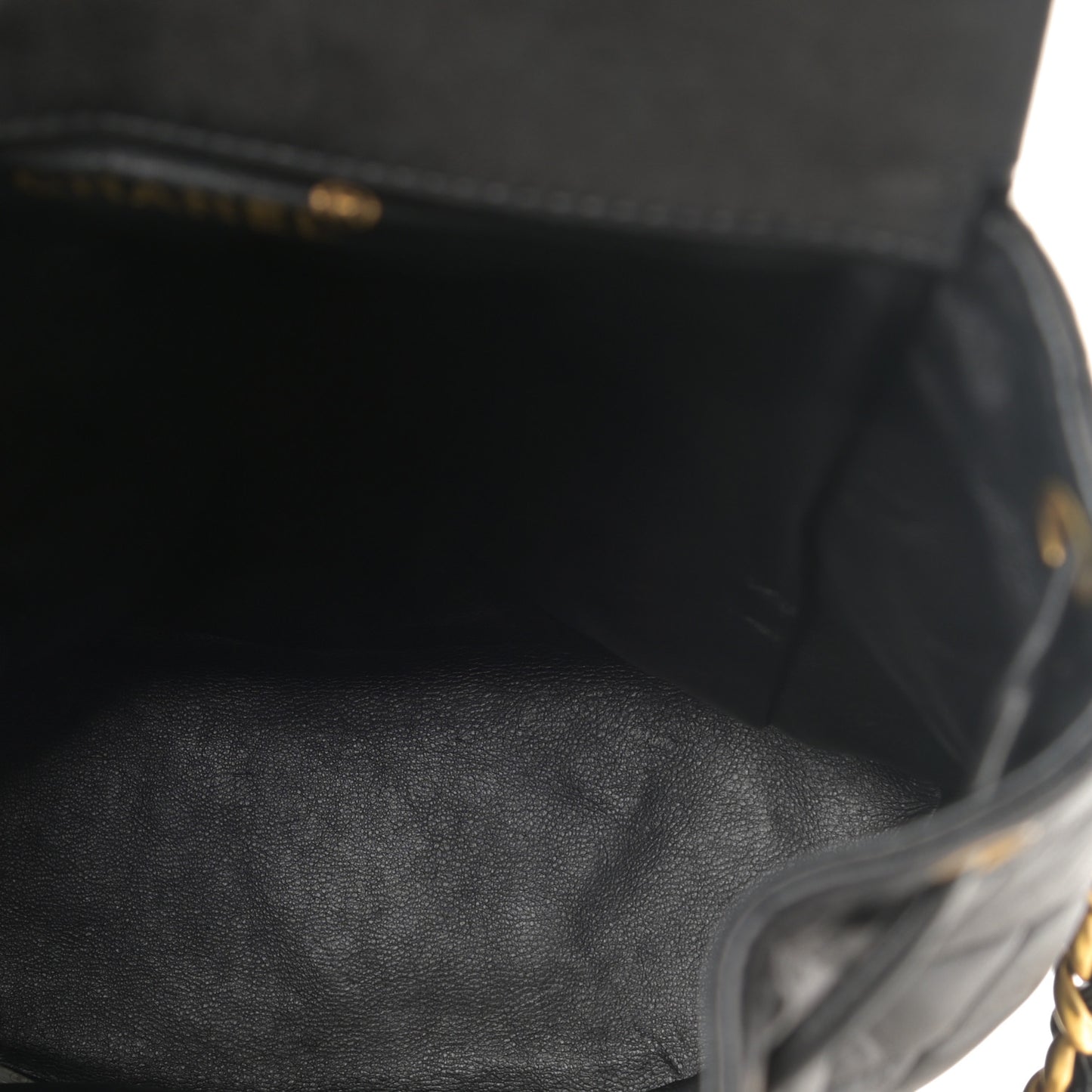 Lambskin Quilted Drawstring Backpack Black