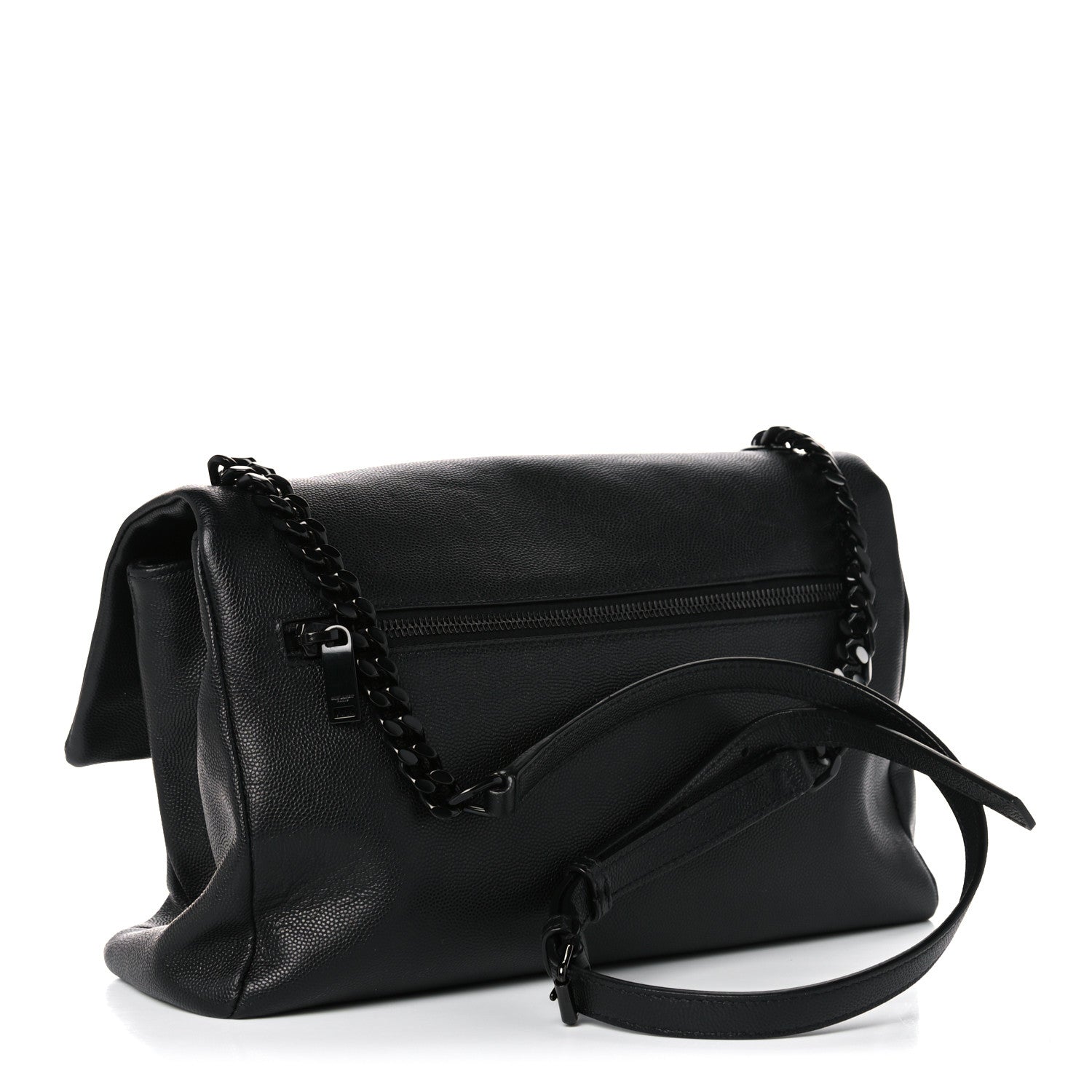 Saint Laurent Grain De Poudre Medium West Hollywood Monogram Fold-Over Black 3 of 16