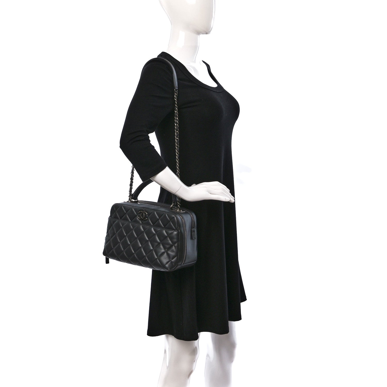 Chanel Lambskin Quilted Medium Trendy CC Bowling Bag Dark Grey 2 of 11