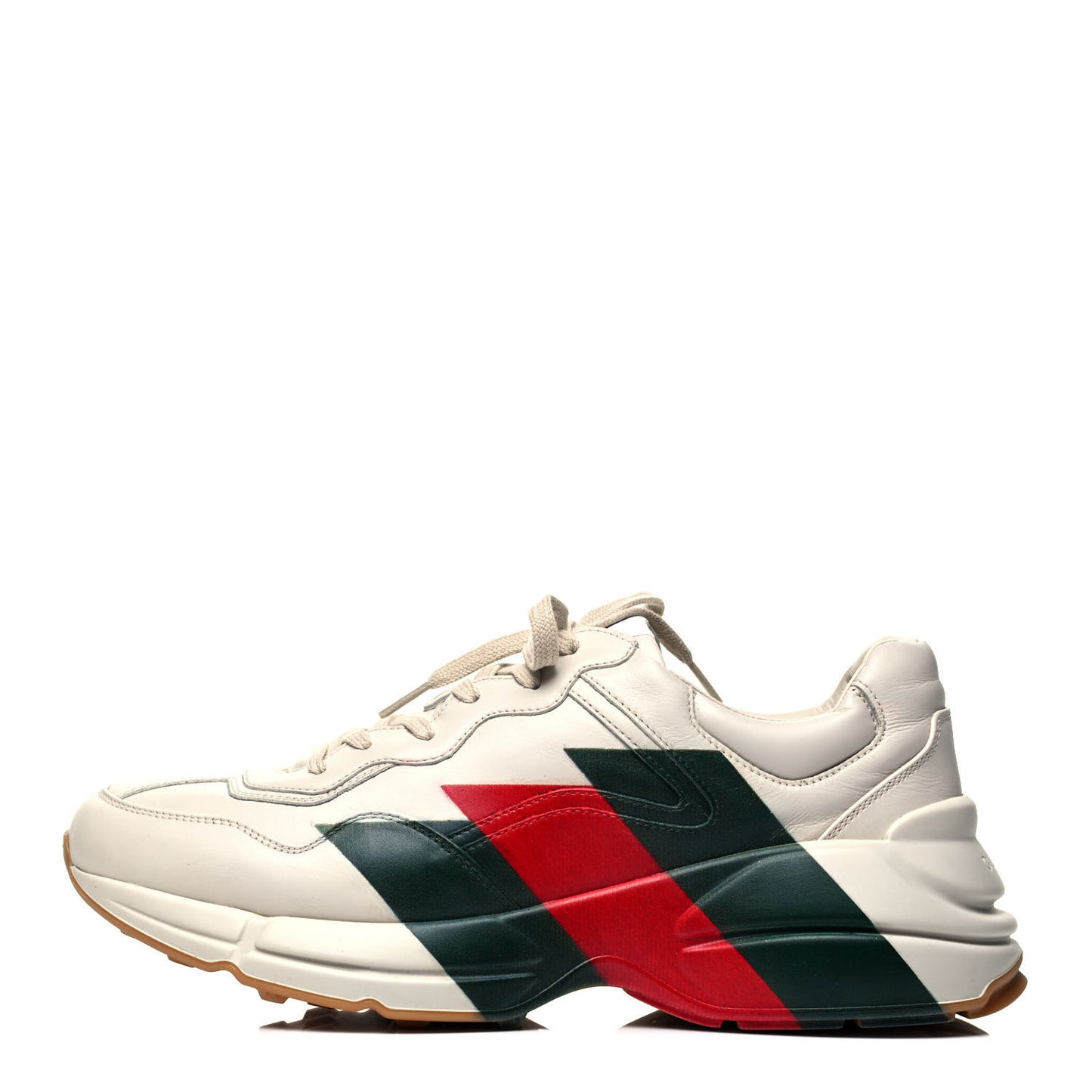 Calfskin Web Printed Mens Rhyton Sneakers 9 Mystic White