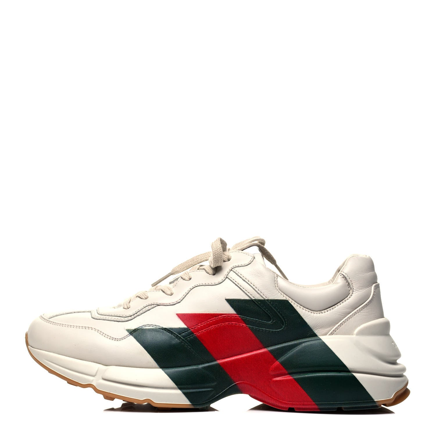 Gucci Calfskin Web Printed Mens Rhyton Sneakers 9 Mystic White 1 of 9