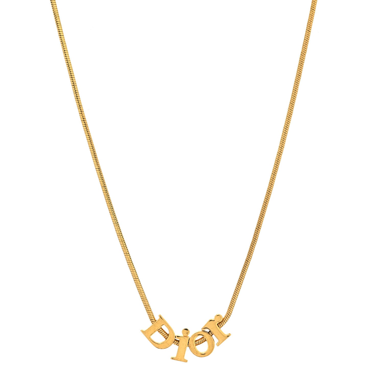 Christian Dior Metal Logo Necklace Gold 1 of 4