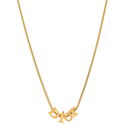 Christian Dior Metal Logo Necklace Gold 1 of 4