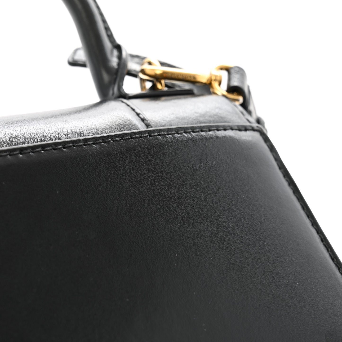 Shiny Box Calfskin Hourglass Top Handle Bag XS Black
