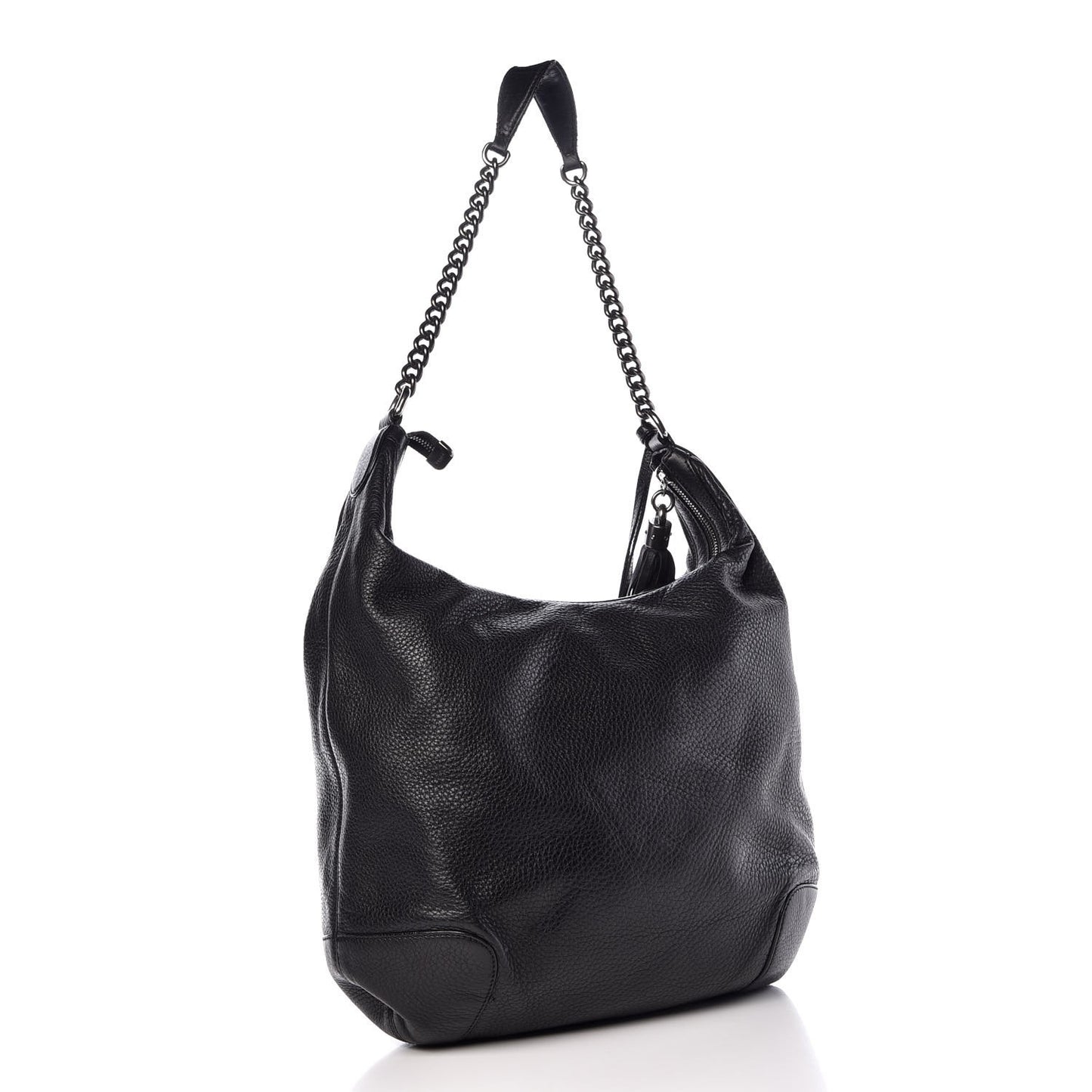 Pebbled Calfskin Medium Soho Chain Hobo Black