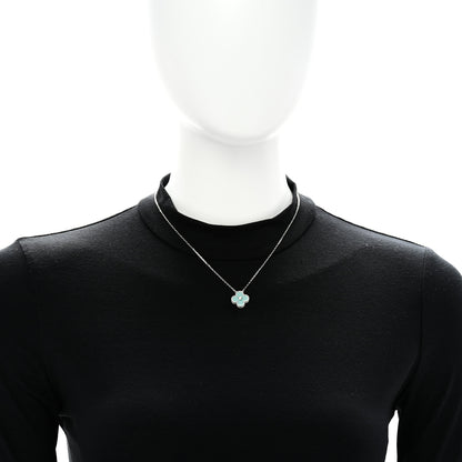Van Cleef & Arpels 18K White Gold Diamond Celadon Green Sevres Porcelain Vintage Alhambra Pendant Necklace 2 of 6