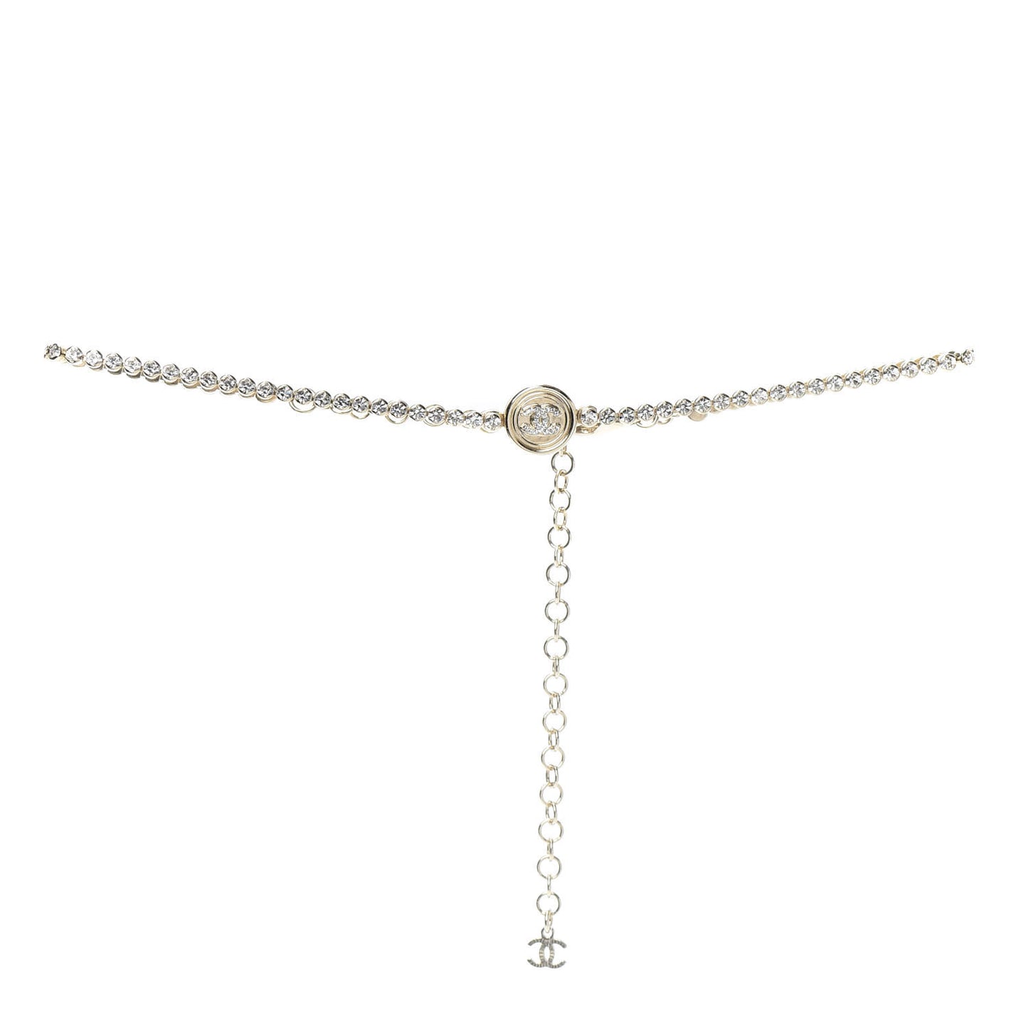 Crystal CC Chain Short Necklace Gold