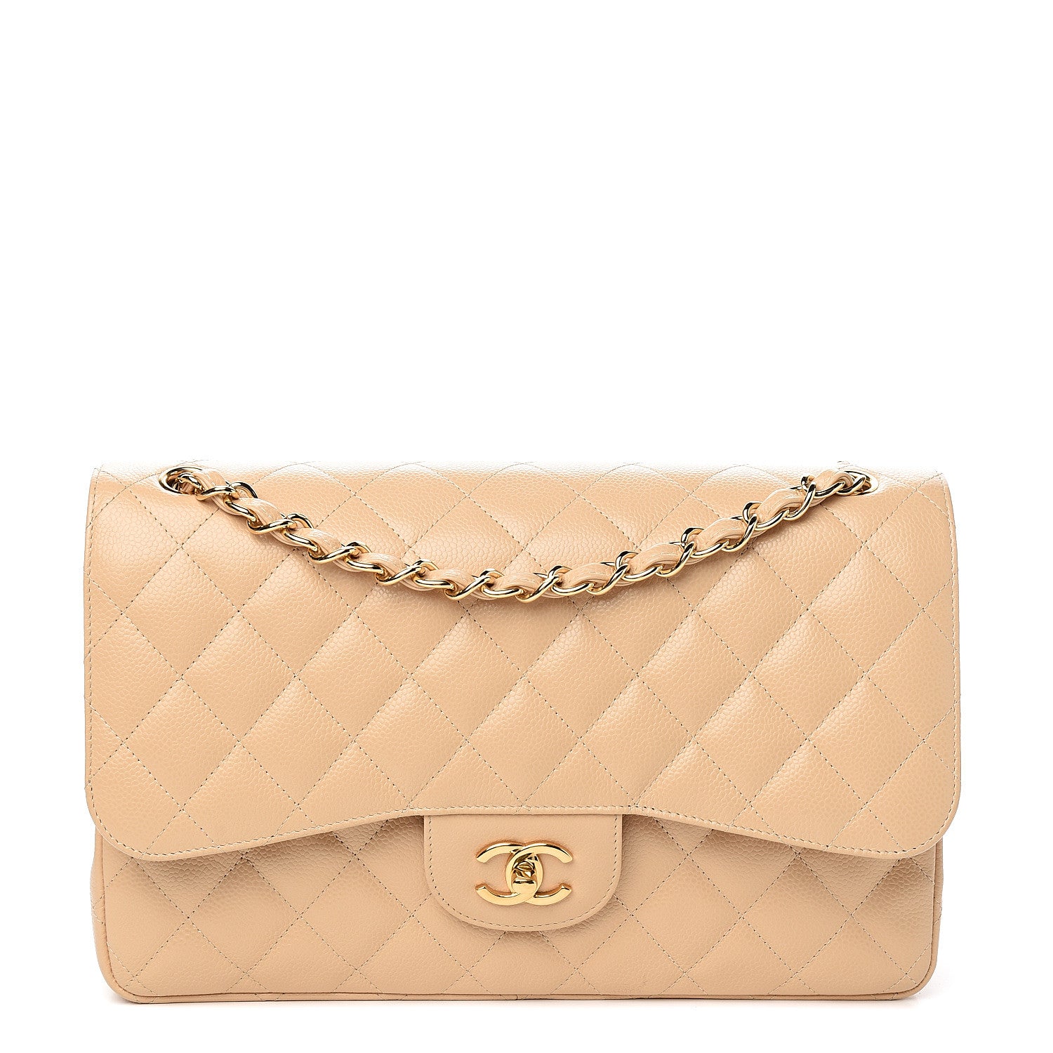 Chanel Caviar Quilted Jumbo Double Flap Beige Clair 1 of 9