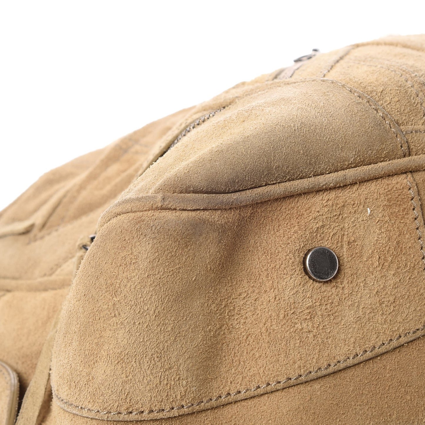 Suede Multi Zip Lariat Bag Beige