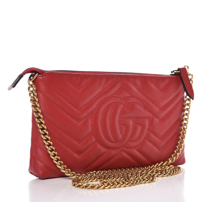 Gucci Calfskin Matelasse Mini GG Marmont Chain Bag Hibiscus Red 3 of 8