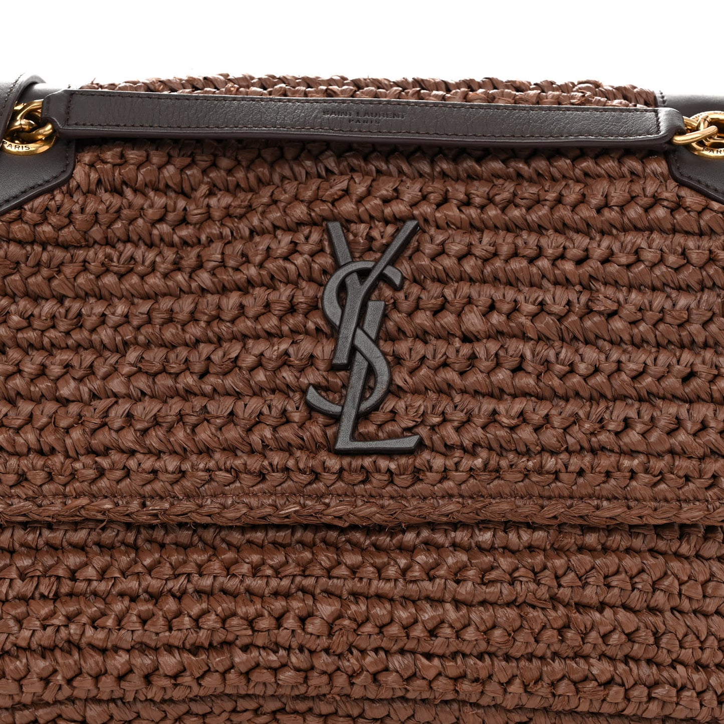 Raffia Calfskin Monogram Medium Niki Chain Satchel New Nut