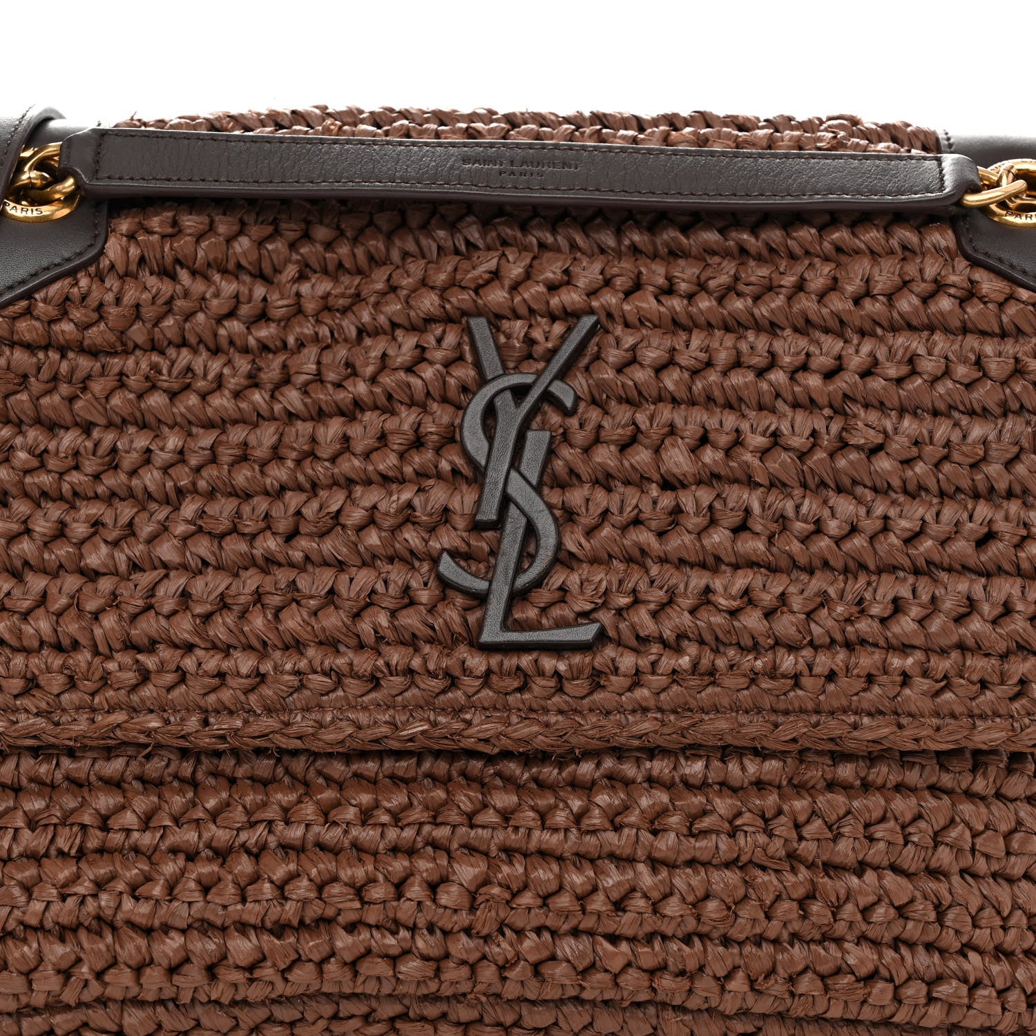 Saint Laurent Raffia Calfskin Monogram Medium Niki Chain Satchel New Nut 7 of 10