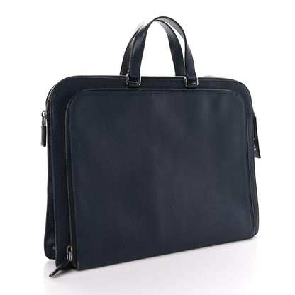 Prada Saffiano Cuir Travel Front Zip Pocket Briefcase Baltico 3 of 10