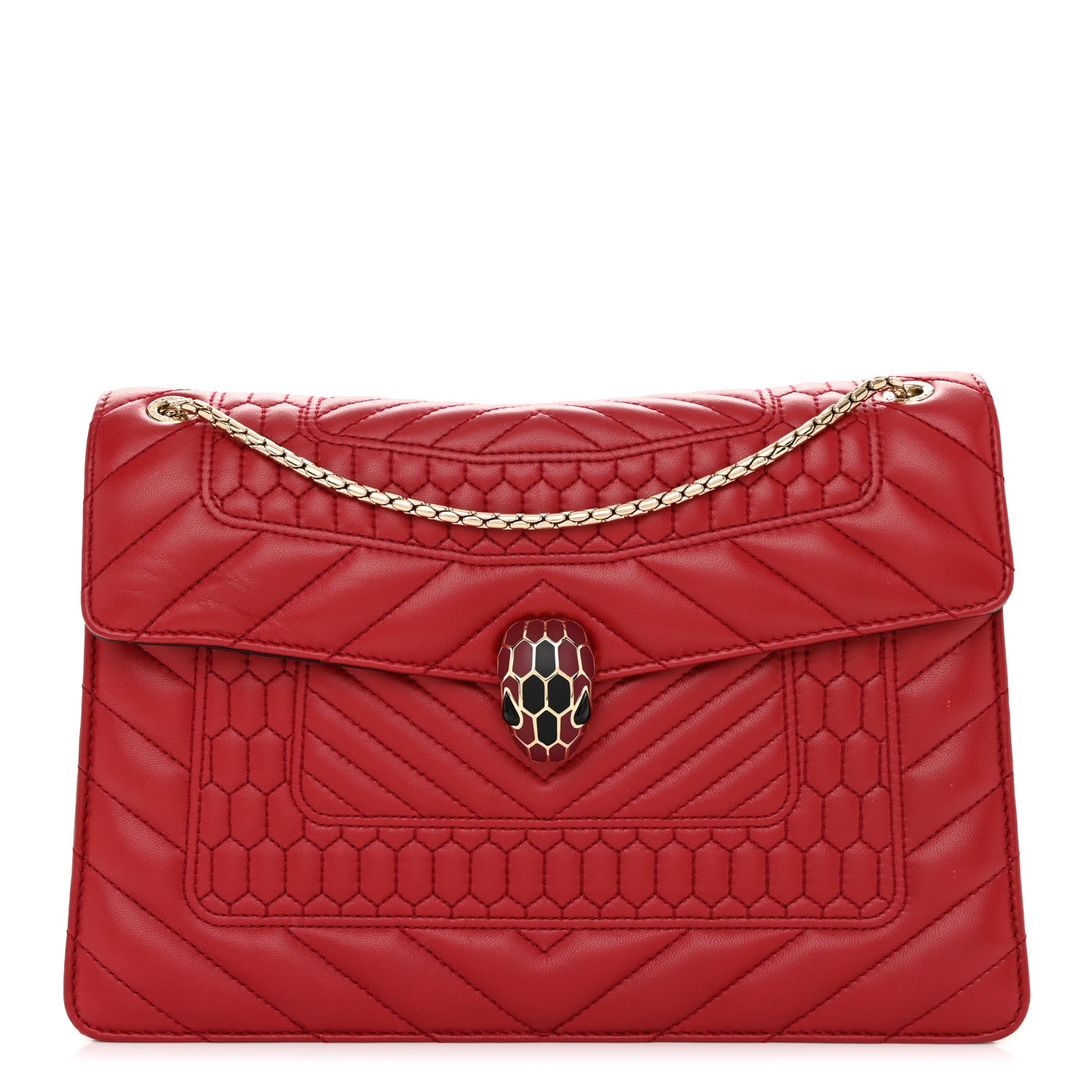 Bulgari Nappa Quilted Serpenti Forever Shoulder Bag Red 1 of 14