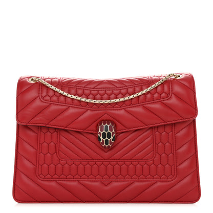Bulgari Nappa Quilted Serpenti Forever Shoulder Bag Red 1 of 14