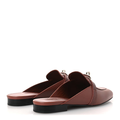 Hermes Lizard Calfskin Oz Mules 37 Rouge Sepia 5 of 12