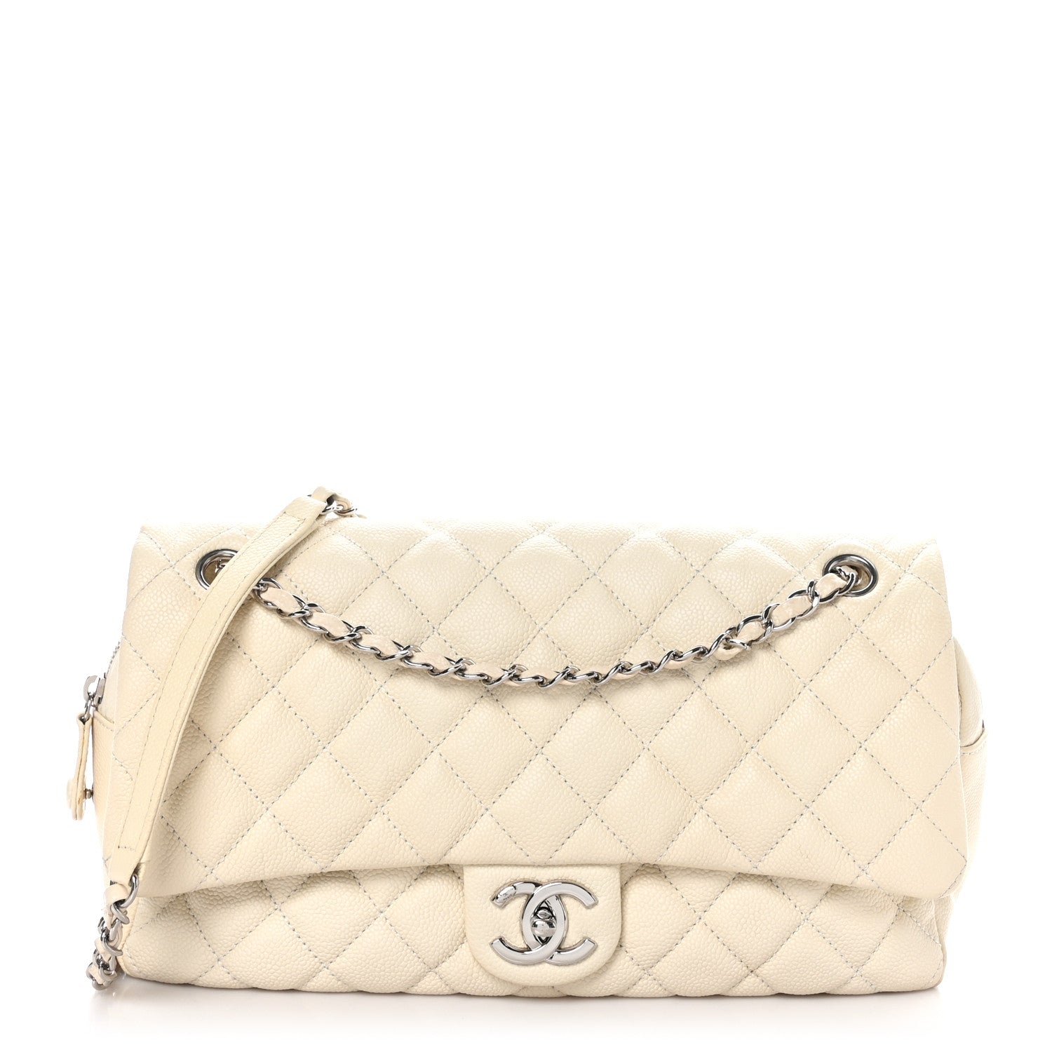 Chanel Caviar Quilted Jumbo Easy Flap Dark White 1 of 10